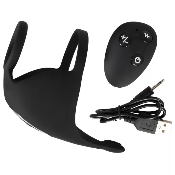 Rebel - anneau pénien et stimulateur testicules vibrant rechargeable - noir
