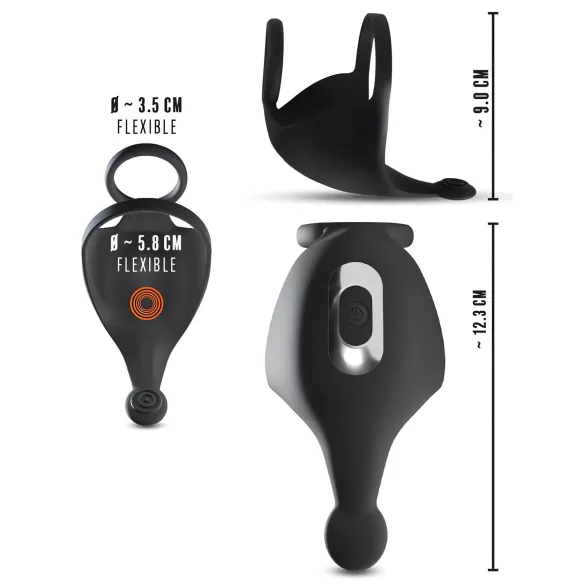 Rebel - anneau pénien et stimulateur testicules vibrant rechargeable - noir