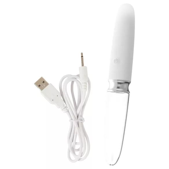 Liaison Straight - vibromasseur LED rechargeable (transparent-blanc)