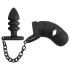 Black Velvets - cage pénis silicone avec plug anal - noir