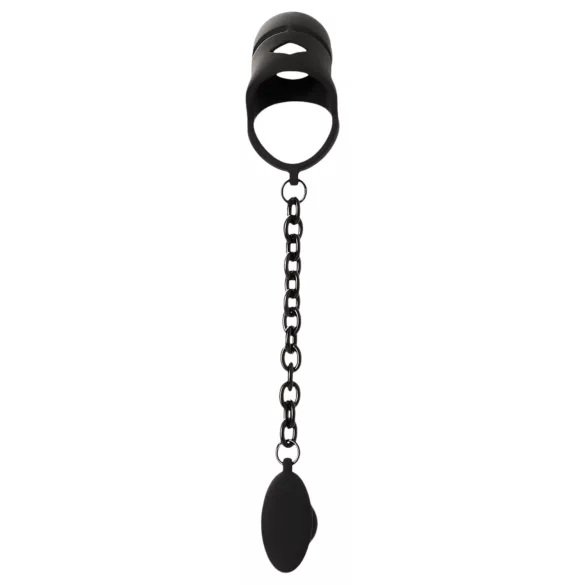 Black Velvets - cage pénis silicone avec plug anal - noir