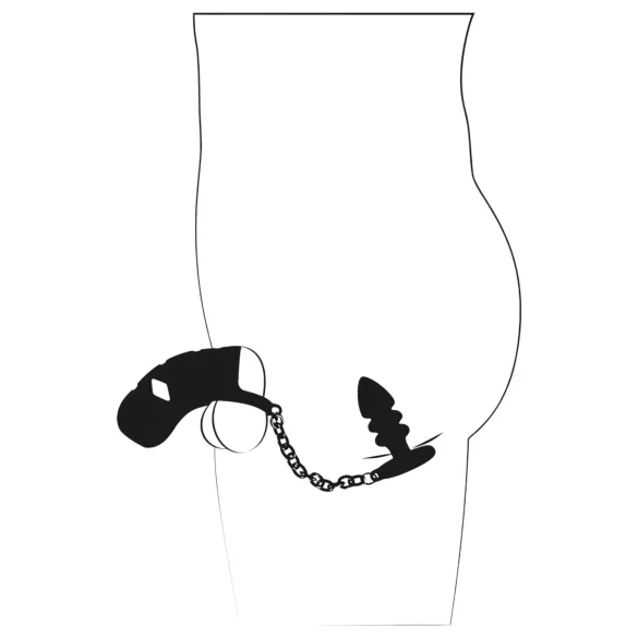 Black Velvets - cage pénis silicone avec plug anal - noir