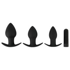   Black Velvets - plug anal vibrant rechargeable - coffret 3 pièces - noir