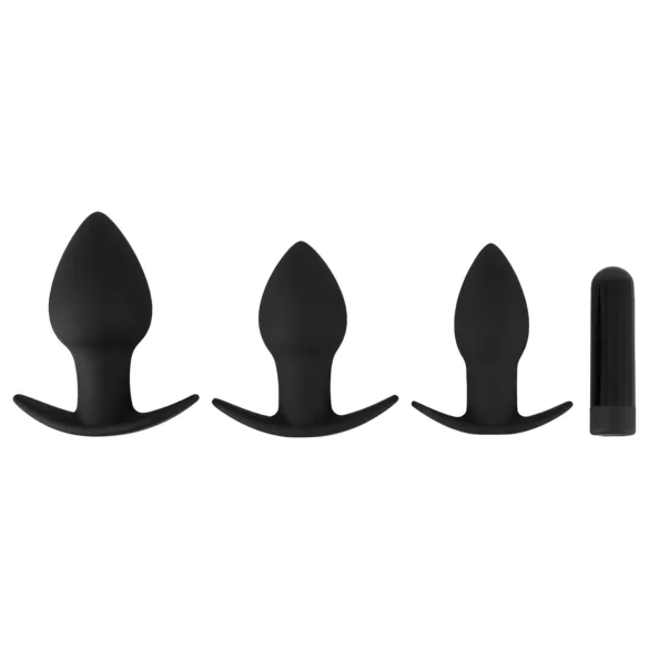Black Velvets - plug anal vibrant rechargeable - coffret 3 pièces - noir