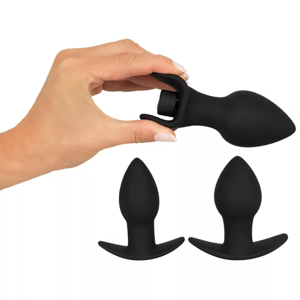 Black Velvets - plug anal vibrant rechargeable - coffret 3 pièces - noir