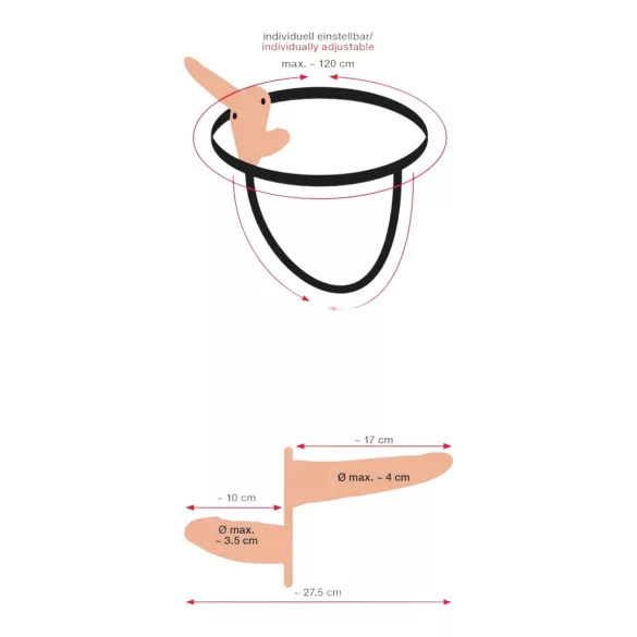 You2Toys - gode ceinture duo vibrant - couleur chair