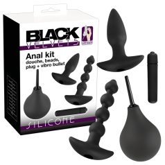   Black Velvets - coffret plug anal vibrant - 4 pièces - silicone noir