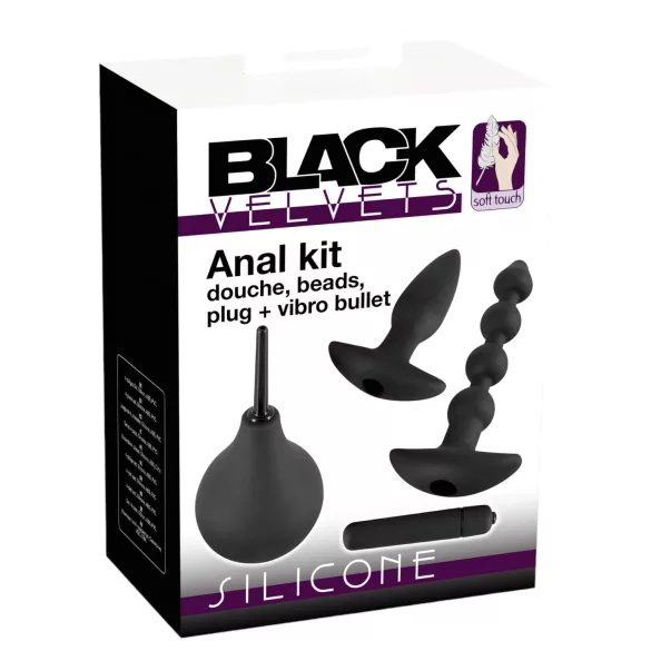 Black Velvets - coffret plug anal vibrant - 4 pièces - silicone noir