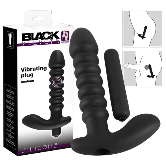 Black Velvets - vibromasseur rainuré moyen - silicone noir