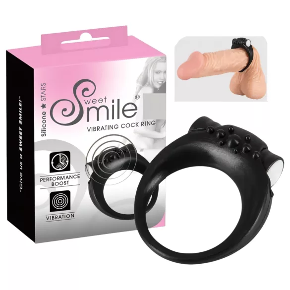 SMILE Stayer - anneau pénien vibrant - silicone noir