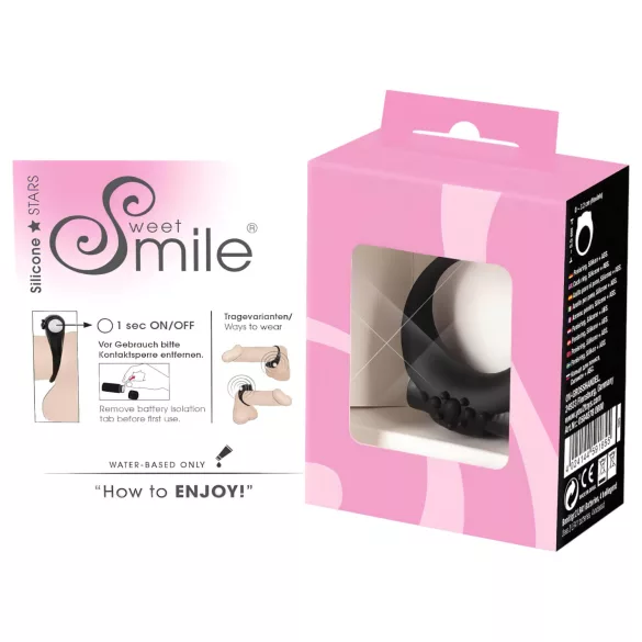 SMILE Stayer - anneau pénien vibrant - silicone noir