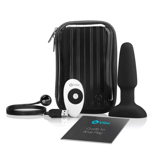 b-Vibe - Vibromasseur anal noir à billes et rotation, rechargeable