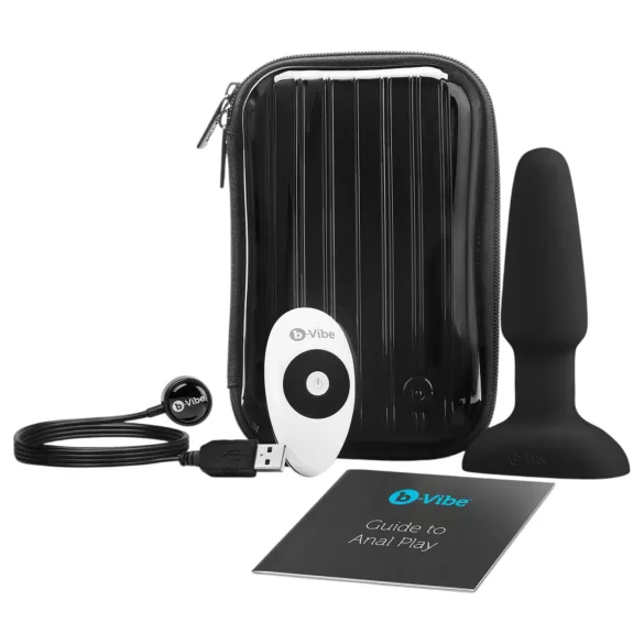 b-Vibe - Vibromasseur anal noir à billes et rotation, rechargeable