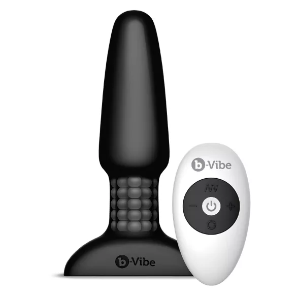 b-Vibe - Vibromasseur anal noir à billes et rotation, rechargeable