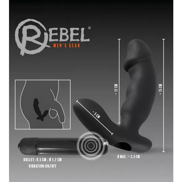 Rebel - vibromasseur prostatique avec pénis (noir)