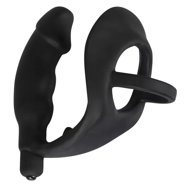 Black Velvets - plug anal vibrant avec cockring et anneau testicules - noir