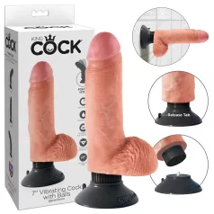 King Cock - gode vibrant ventouse 18 cm - réaliste beige