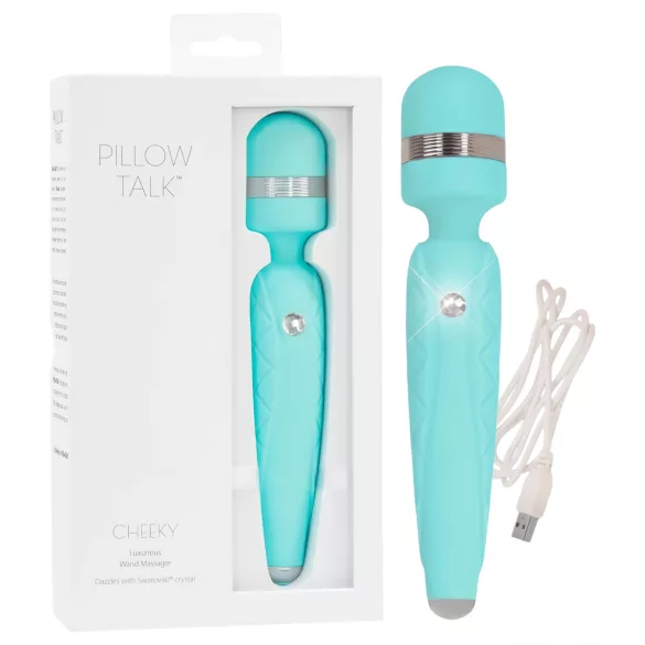 Pillow Talk Cheeky Wand - vibromasseur rechargeable - turquoise