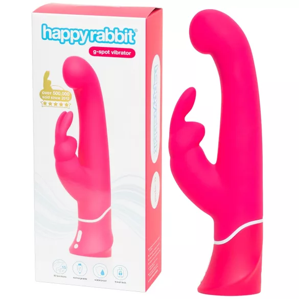 Happyrabbit - Vibromasseur point G avec stimulateur clitoris - étanche - rose