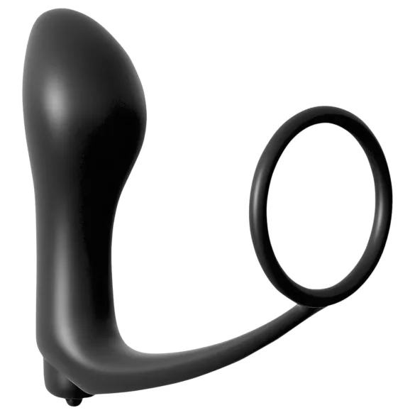 Analfantasy - doigt anal vibrant avec anneau pénien - silicone noir