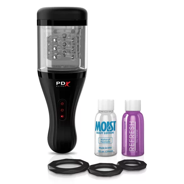 PDX Elite - masturbateur automatique homme - vagin réaliste - transparent/noir