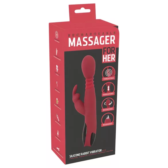 You2Toys - Vibromasseur point G pulsant rotatif chauffant - silicone rouge