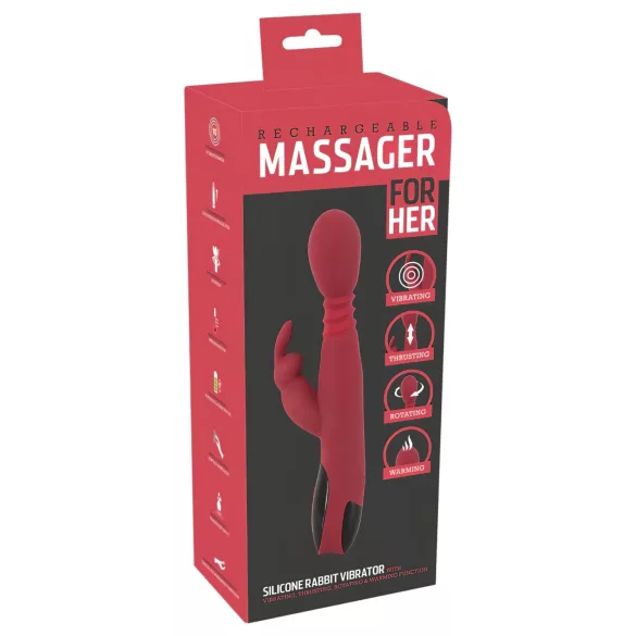 You2Toys - Vibromasseur point G pulsant rotatif chauffant - silicone rouge