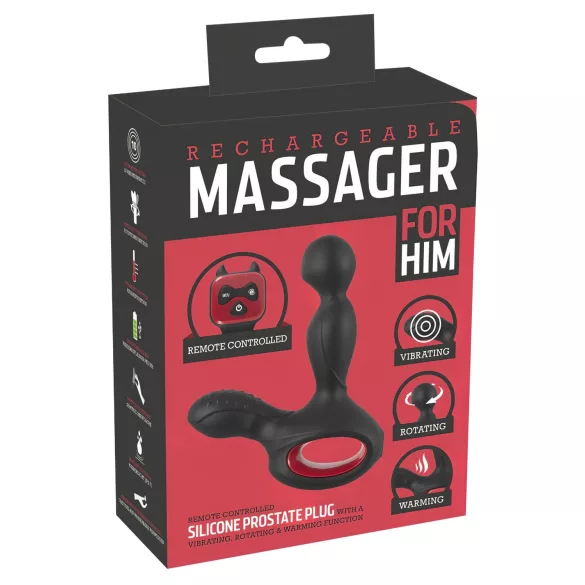 You2Toys - stimulateur prostate vibrant rotatif chauffant - silicone noir