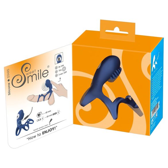 SMILE Couple - anneau pénis vibrant rechargeable - silicone bleu
