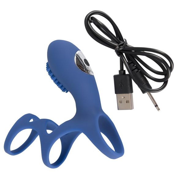SMILE Couple - anneau pénis vibrant rechargeable - silicone bleu