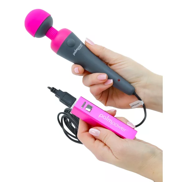 PalmPower Wand - vibromasseur avec powerbank - rose/gris