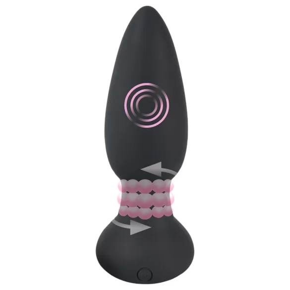 Black Velvets - vibromasseur anal perlé rotatif - silicone noir