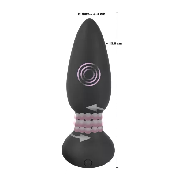 Black Velvets - vibromasseur anal perlé rotatif - silicone noir