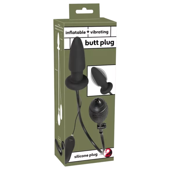 You2Toys - plug anal gonflable vibrant - silicone noir