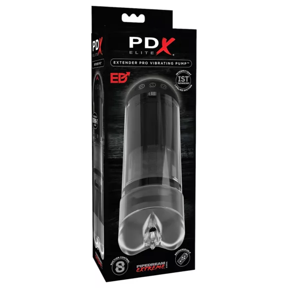 PDX Elite Extender Pro - vaginette avec succion et vibration rechargeable - noir