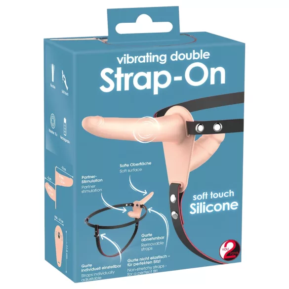 You2Toys - Strap-on - gode double à harnais (couleur chair)