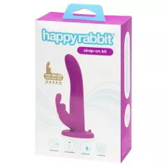   Happyrabbit Strap-On - harnais vibrant lapin avec stimulateur clitoridien (violet)