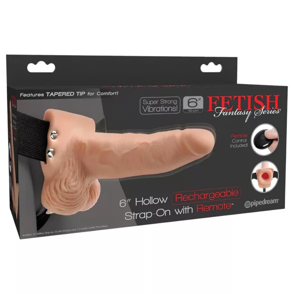 Pipedream - Fetish Strap-On 6 - harnais ceinture avec gode creux vibrant (couleur chair)