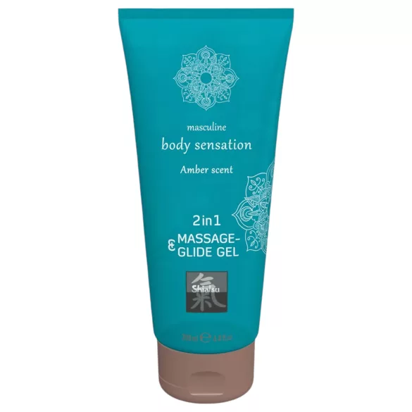 HOT - Shiatsu 2en1 parfum ambre - huile de massage lubrifiante - ambre (200 ml)