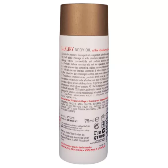Shiatsu Luxury - huile de massage comestible - fraise et poivre rouge - 75ml