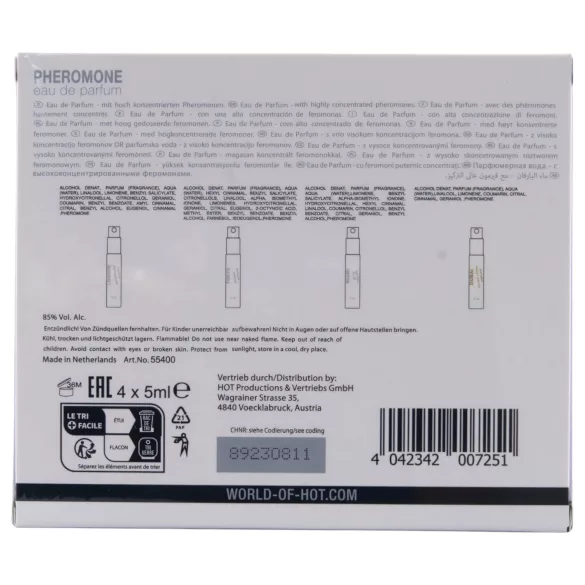 HOT - coffret parfum aux phéromones femme - lot de 4x5ml
