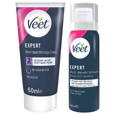   Veet - crème dépilatoire intime et mousse hydratante pour femmes (2×50 ml)