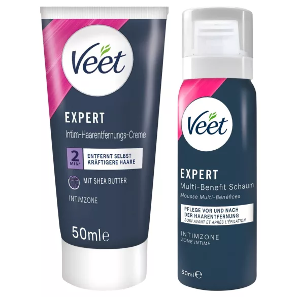 Veet - crème dépilatoire intime et mousse hydratante pour femmes (2×50 ml)