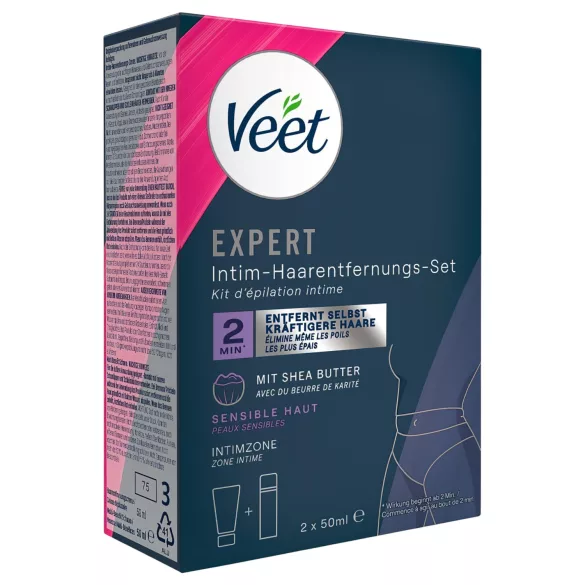 Veet - crème dépilatoire intime et mousse hydratante pour femmes (2×50 ml)