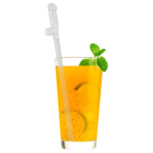 Straw Willy - paille en forme de pénis - verre transparent - lot de 4