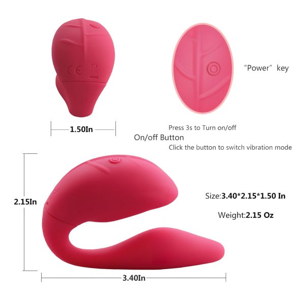 Cotoxo Cupid 2 - vibromasseur couple télécommandé - silicone rouge