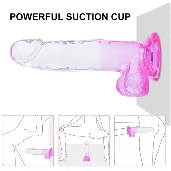 Sunfo - gode ceinture ventouse avec testicules - 22cm - transparent violet