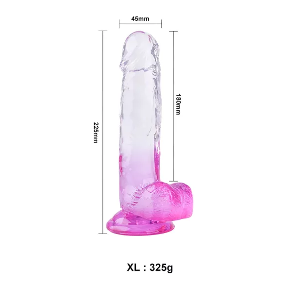 Sunfo - gode ceinture ventouse avec testicules - 22cm - transparent violet