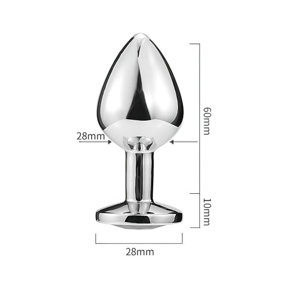 Sunfo - plug anal en métal avec pierre en forme de cœur (argent-blanc)