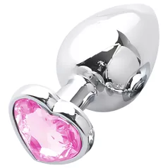 Sunfo - plug anal métal pierre cœur - argent rose